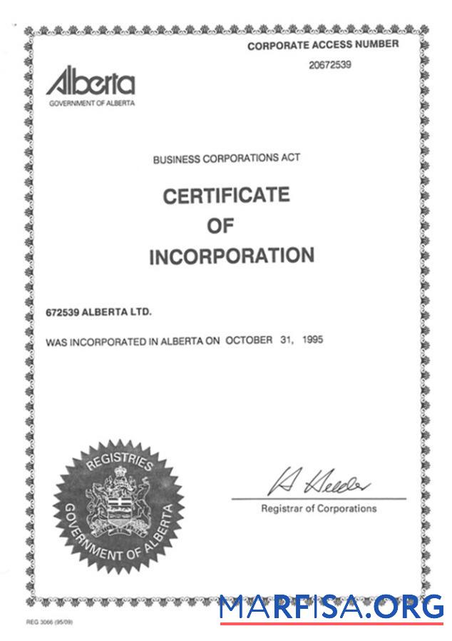 Realistic Canada Certificate of Incorporation sample